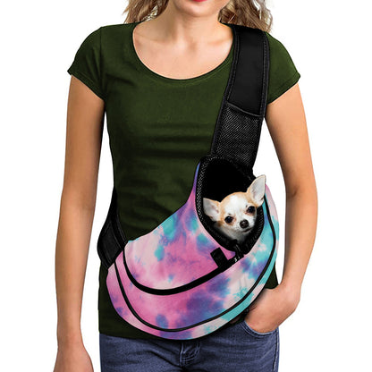 Pink And Teal Tie Dye Print Pet Sling Carrier