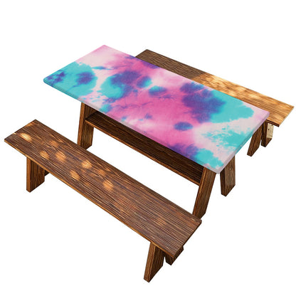 Pink And Teal Tie Dye Print Picnic Table Cover