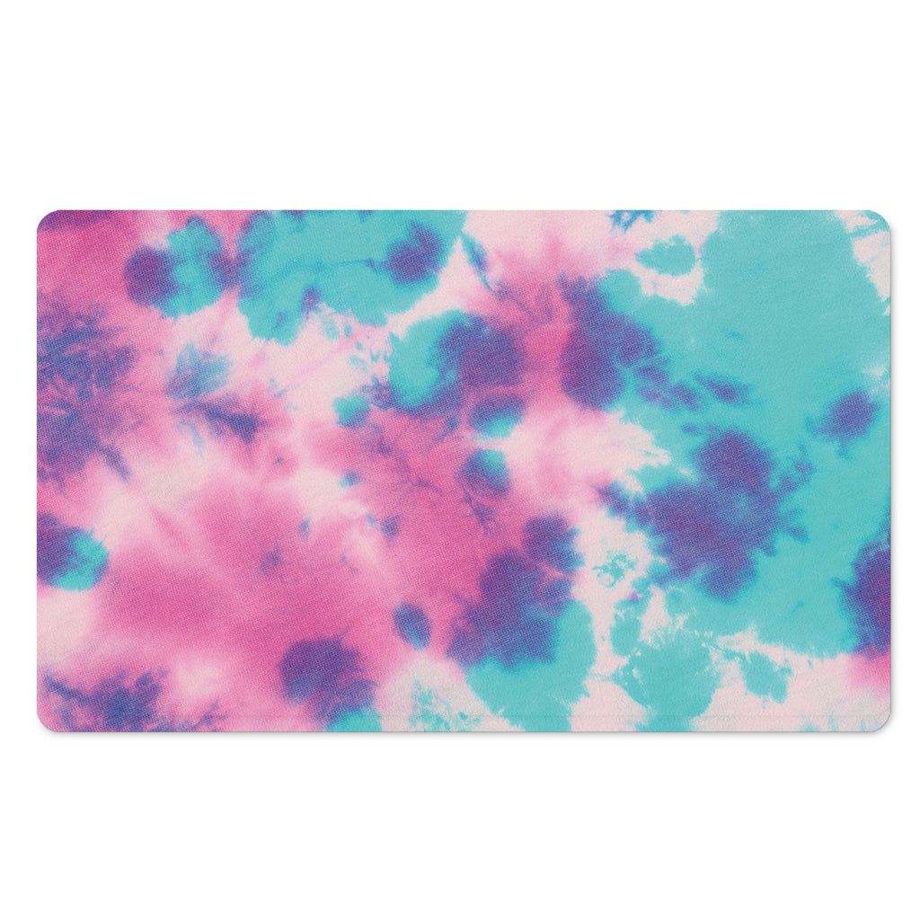Pink And Teal Tie Dye Print Polyester Doormat