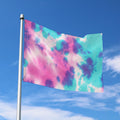 Pink And Teal Tie Dye Print Polyester Flag