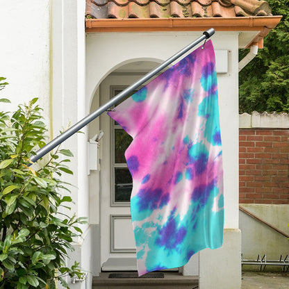 Pink And Teal Tie Dye Print Polyester Flag