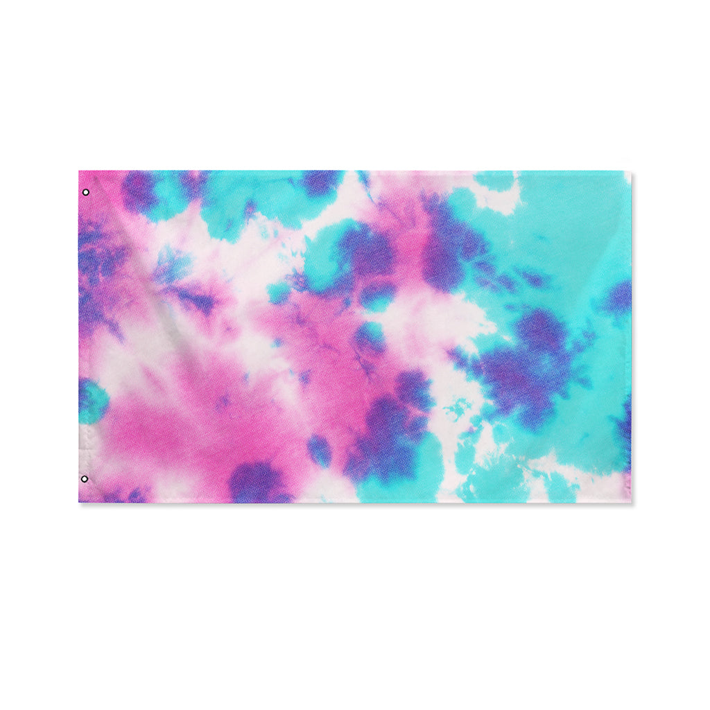 Pink And Teal Tie Dye Print Polyester Flag