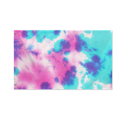 Pink And Teal Tie Dye Print Polyester Flag