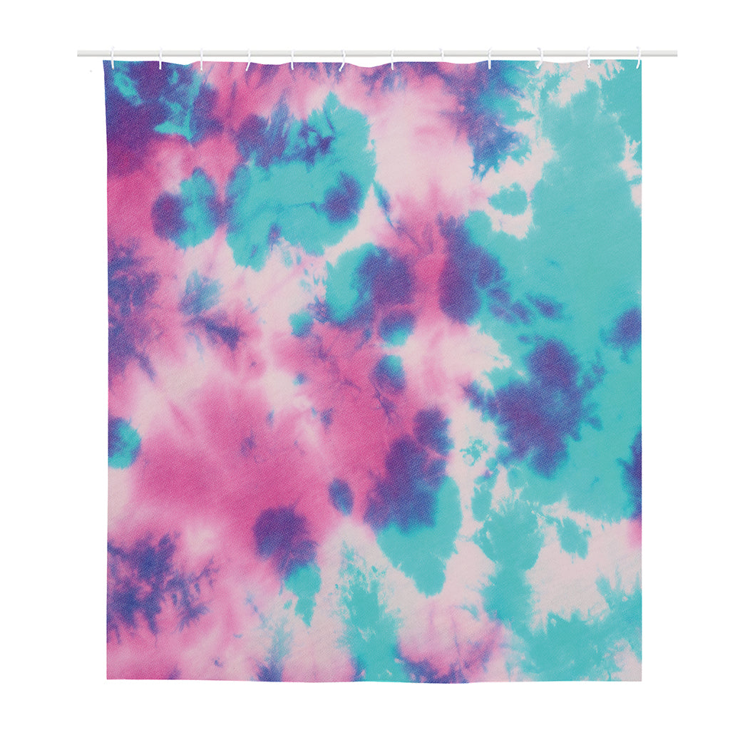 Pink And Teal Tie Dye Print Polyester Shower Curtain