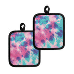 Pink And Teal Tie Dye Print Pot Holders