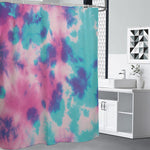 Pink And Teal Tie Dye Print Premium Shower Curtain