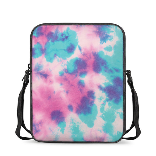 Pink And Teal Tie Dye Print Rectangular Crossbody Bag