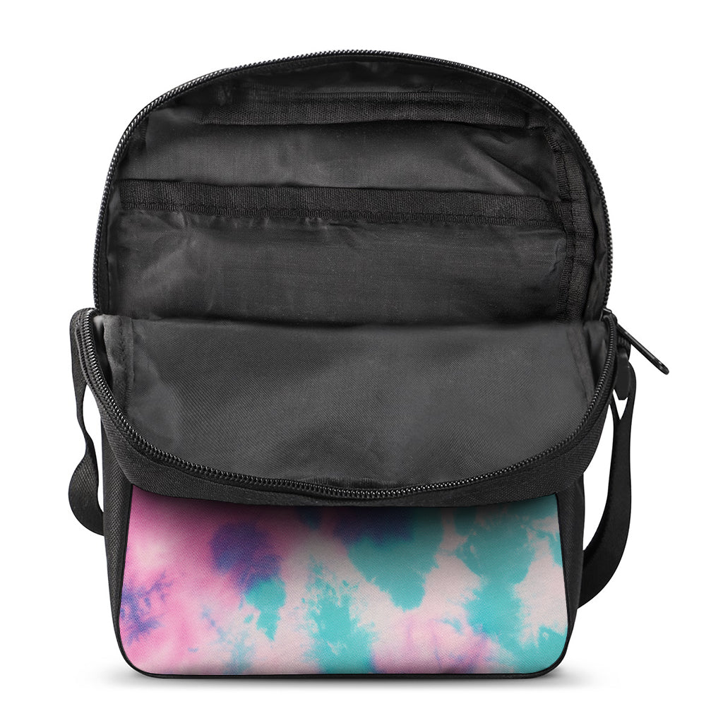 Pink And Teal Tie Dye Print Rectangular Crossbody Bag