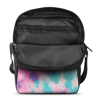 Pink And Teal Tie Dye Print Rectangular Crossbody Bag