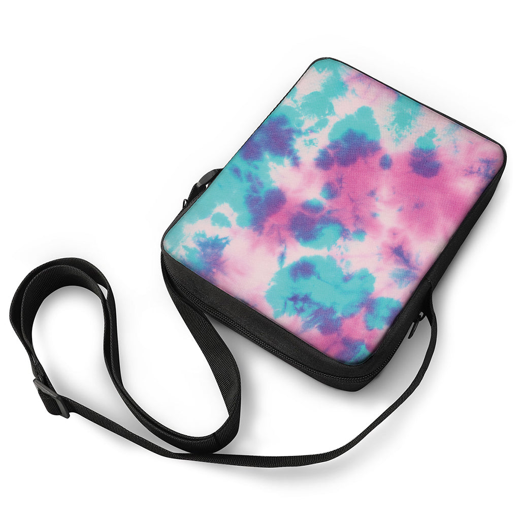 Pink And Teal Tie Dye Print Rectangular Crossbody Bag