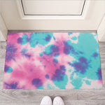 Pink And Teal Tie Dye Print Rubber Doormat