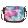 Pink And Teal Tie Dye Print Saddle Bag