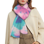 Pink And Teal Tie Dye Print Scarf