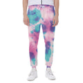Pink And Teal Tie Dye Print Joggers