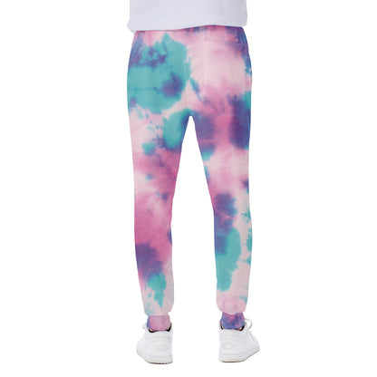 Pink And Teal Tie Dye Print Scuba Joggers