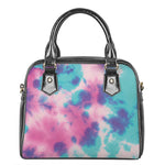 Pink And Teal Tie Dye Print Shoulder Handbag