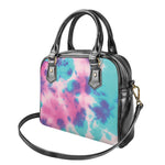 Pink And Teal Tie Dye Print Shoulder Handbag