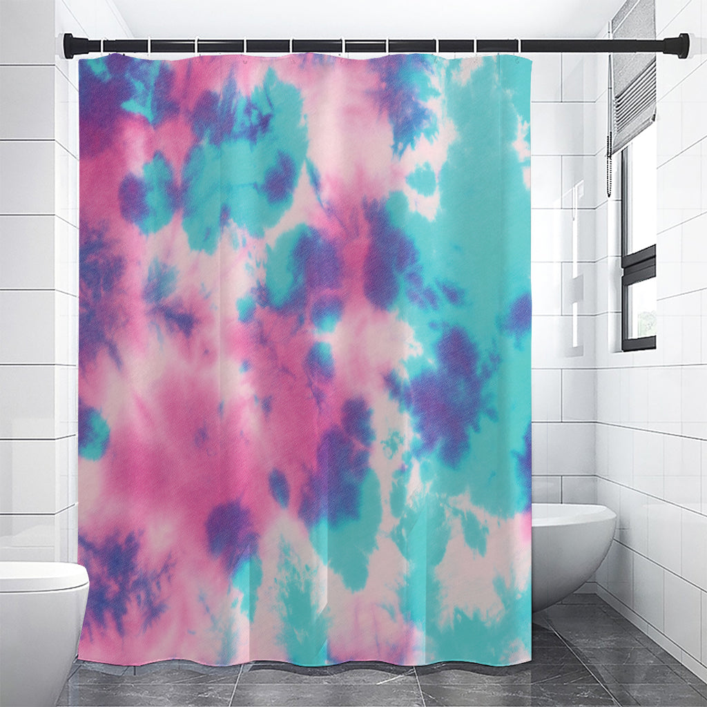 Pink And Teal Tie Dye Print Shower Curtain