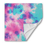 Pink And Teal Tie Dye Print Silk Bandana