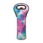 Pink And Teal Tie Dye Print Single Neoprene Wine Tote