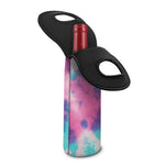 Pink And Teal Tie Dye Print Single Neoprene Wine Tote