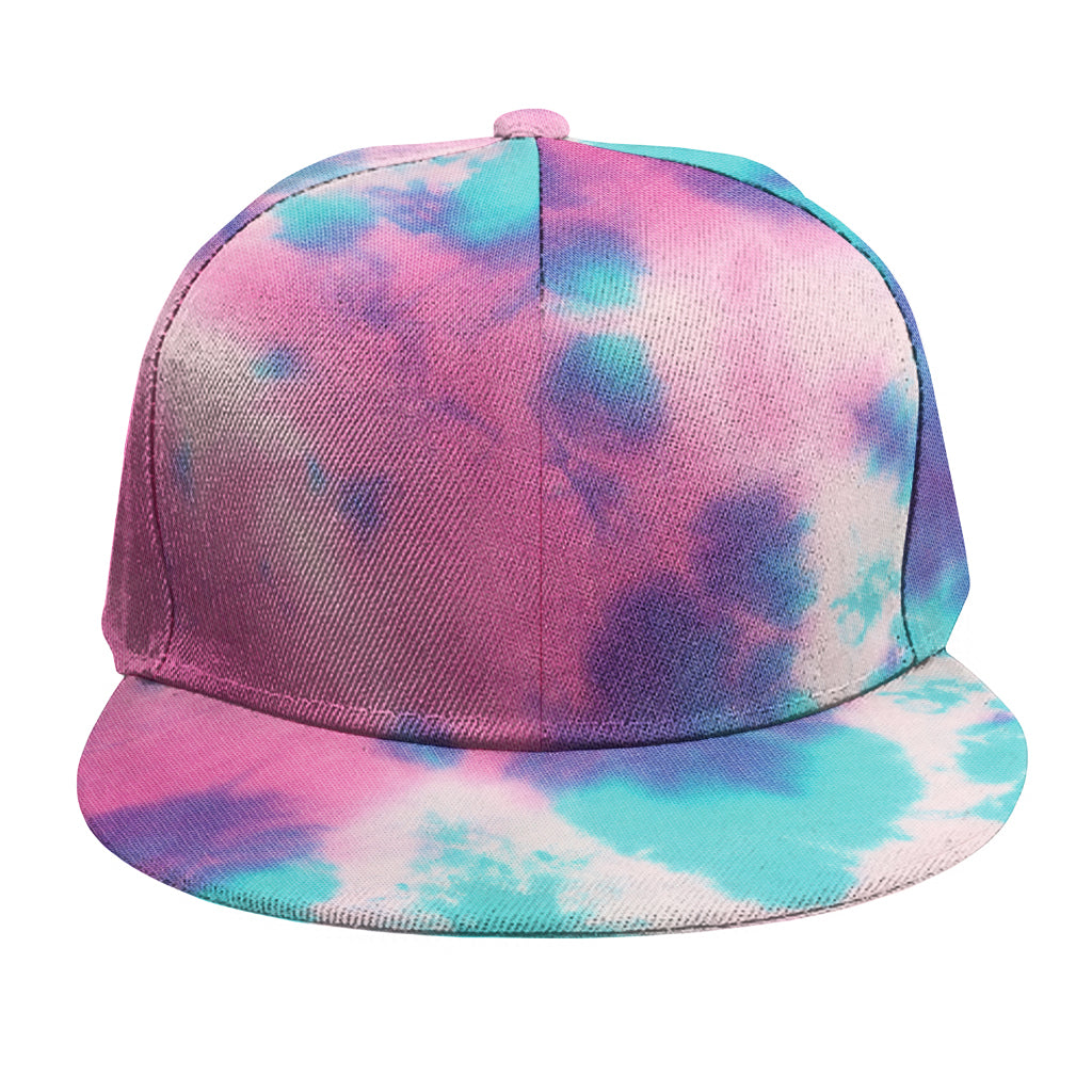 Pink And Teal Tie Dye Print Snapback Cap
