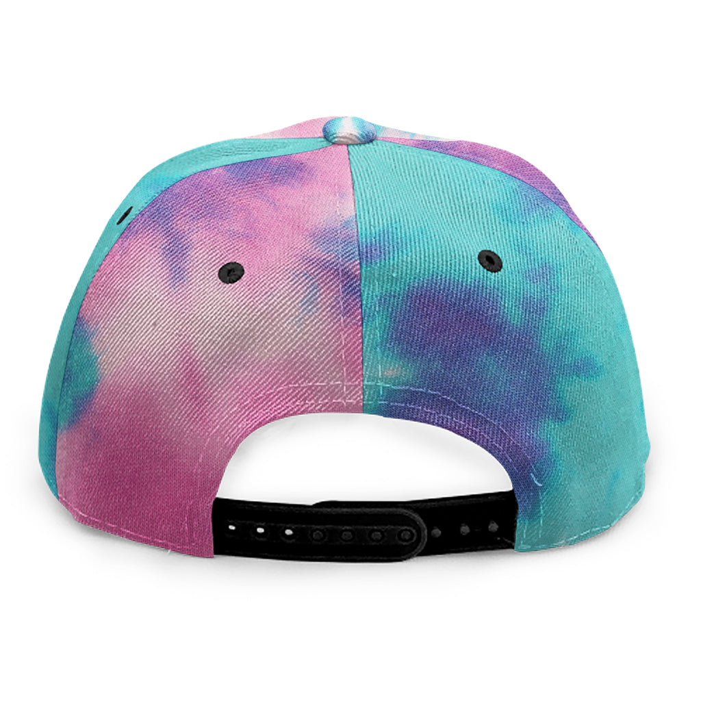 Pink And Teal Tie Dye Print Snapback Cap
