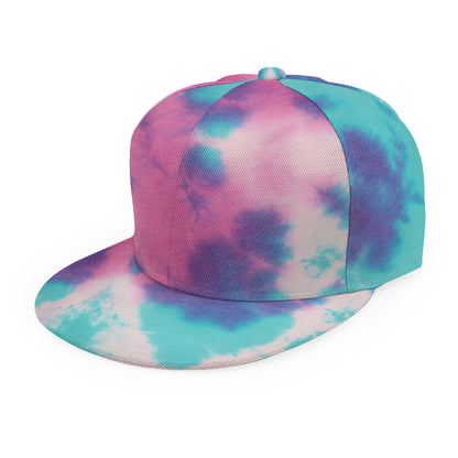 Pink And Teal Tie Dye Print Snapback Cap