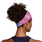 Pink And Teal Tie Dye Print Sports Headband