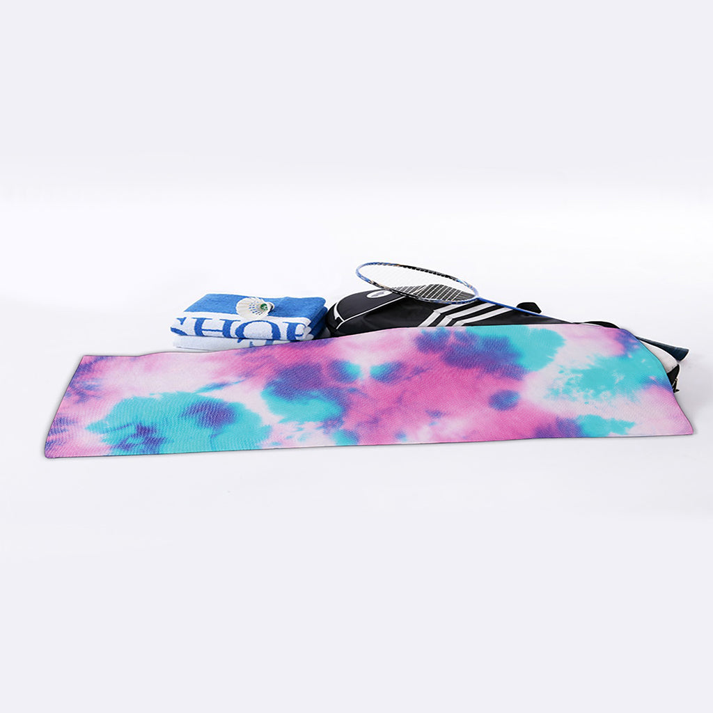Pink And Teal Tie Dye Print Sports Towel