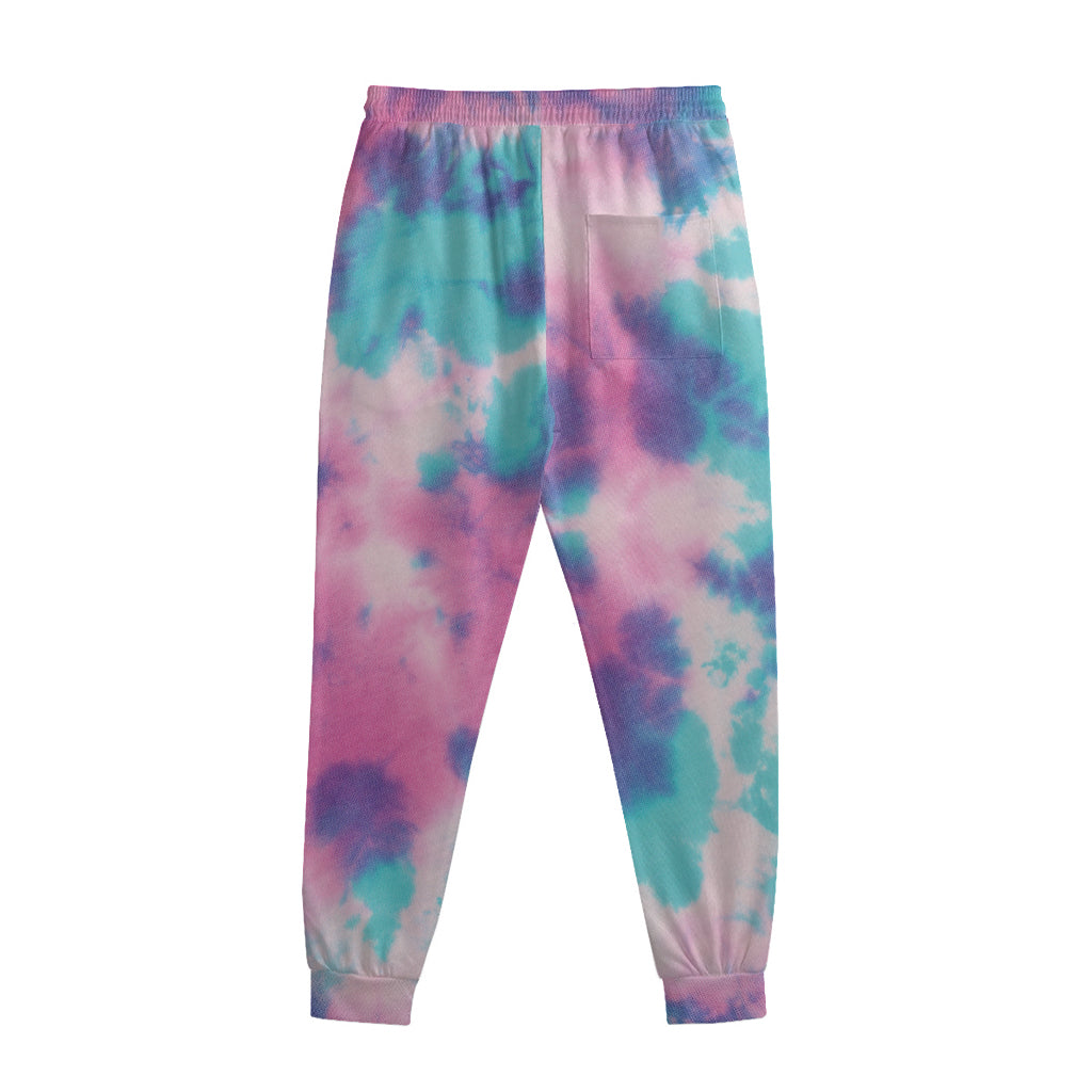Pink And Teal Tie Dye Print Sweatpants