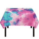 Pink And Teal Tie Dye Print Tablecloth