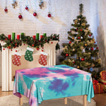 Pink And Teal Tie Dye Print Tablecloth