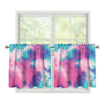 Pink And Teal Tie Dye Print Tier Curtains