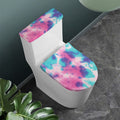 Pink And Teal Tie Dye Print Toilet Lid And Tank Cover Set