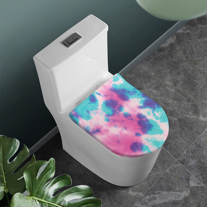 Pink And Teal Tie Dye Print Toilet Lid Cover