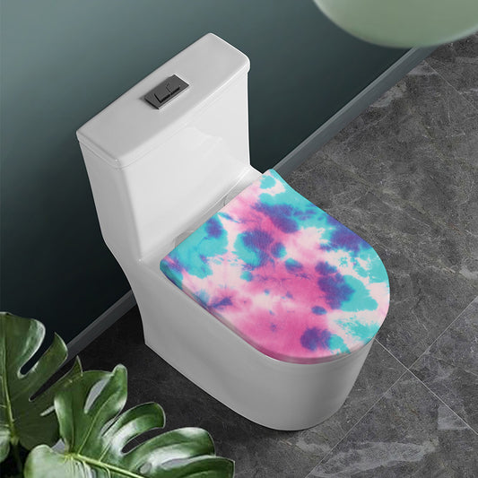Pink And Teal Tie Dye Print Toilet Lid Cover