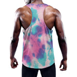Pink And Teal Tie Dye Print Training Tank Top