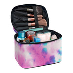 Pink And Teal Tie Dye Print Travel Makeup Bag