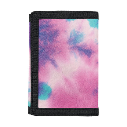 Pink And Teal Tie Dye Print Trifold Wallet