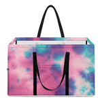 Pink And Teal Tie Dye Print Utility Tote Bag
