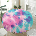 Pink And Teal Tie Dye Print Waterproof Round Tablecloth