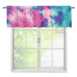 Pink And Teal Tie Dye Print Window Valance