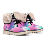Pink And Teal Tie Dye Print Winter Boots