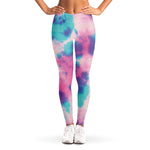 Pink And Teal Tie Dye Print Women's Leggings