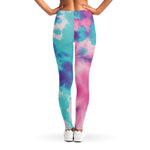 Pink And Teal Tie Dye Print Women's Leggings