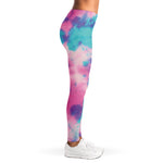 Pink And Teal Tie Dye Print Women's Leggings