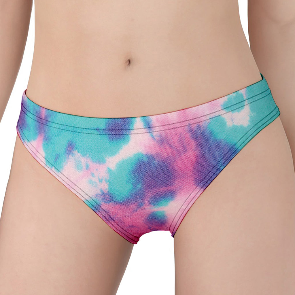 Pink And Teal Tie Dye Print Women's Panties