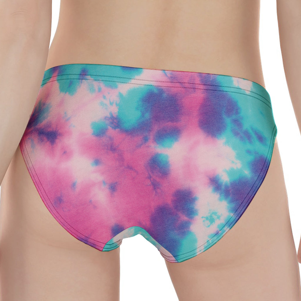 Pink And Teal Tie Dye Print Women's Panties