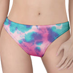 Pink And Teal Tie Dye Print Women's Thong